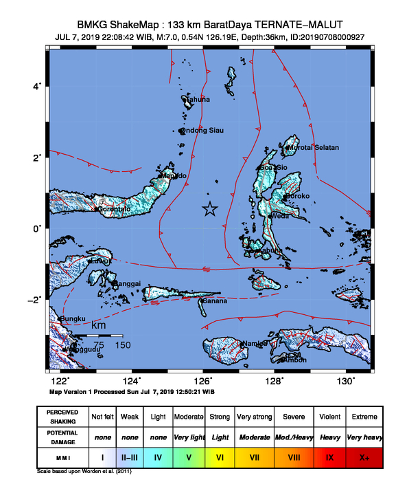 Peringatan Dini TSUNAMI Yang Disebabkan Oleh Gempa Mag:7.0, 07-Jul-19 ...